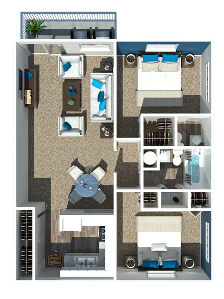 Two Bedroom | One + Half Bathroom